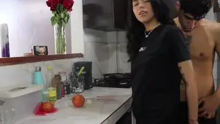 Petite Latina Stepsister Takes Deep Kitchen Fuck