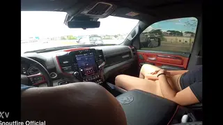 Curvy Wife Plays with Vibrator While Husband Watches in Car