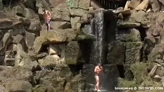 Quick Nude Dip Under a Cascading Waterfall