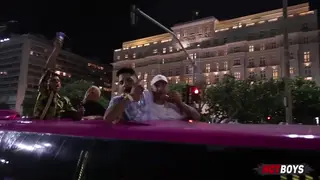 Teen Twinks Swap Loads in a Wild Limo Orgy