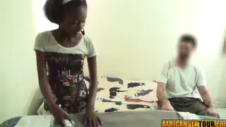 Petite Ebony Teen Takes Rough POV Pounding from Huge White Cock