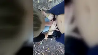 Teen Wife Sucks Friend's Cock Outdoors