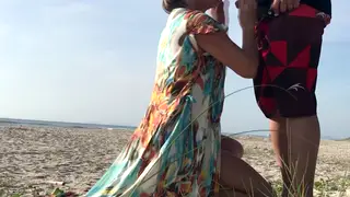 Blonde MILF Takes a Standing Doggystyle Fuck on a Crowded Beach