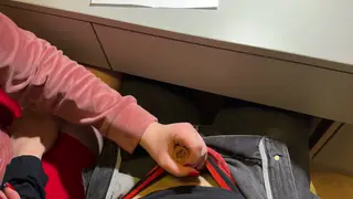 Schoolgirl Gives Secret Handjob Under Classroom Desk