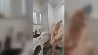 Redhead Mature BBW Enjoys Sensual Foot Massage in Bathroom