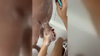 MILF Jerks Big Cock POV While Shaving in Bathroom