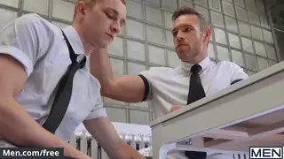 Muscled European Studs Fuck Bareback at the Office