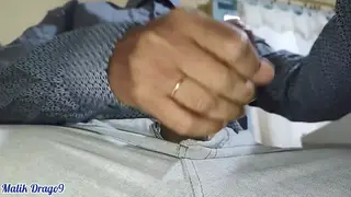 BBC Stud Strokes Uncut Cock at His Desk