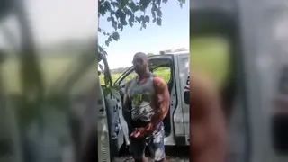 Muscular Hunk Releases a Golden Stream Outside