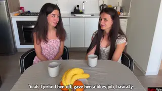 Brunette Duo Shares a Threesome With Doggystyle and Cum Kissing