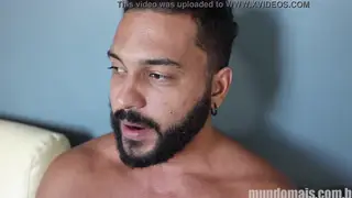 Hairy Latino Hunk Strokes His Muscular Body