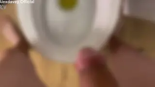 Twink Pees in Public Toilet Before Jerking Off to Cumshot