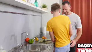 Mature Daddy Takes Slim Twink Deep in Bareback Session