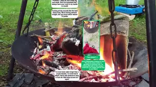 Tourist Enjoys Holiday Pleasure with a Doll Outdoors