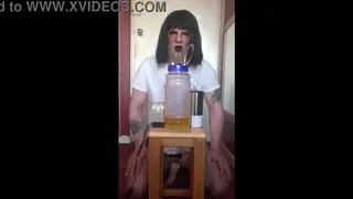 Crossdresser Milks His Cock with a Portable Machine
