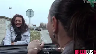 Three Busty Tattooed Women Share Deep Throats in a Car
