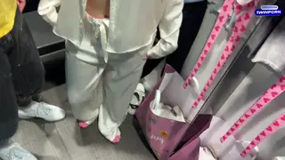 Petite Brunette Takes a Rough Throat Pie in a Fitting Room
