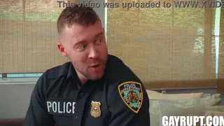 Uniformed Officer Fucks Slim Twink Doggystyle