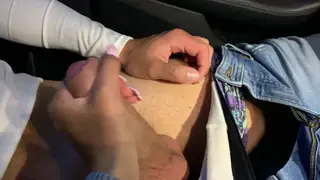 Busty Brunette Gives a POV Blowjob in a Mercedes Deep in the Forest
