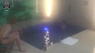 Two Blondes and a Latina Share a Cock Poolside at a Motel