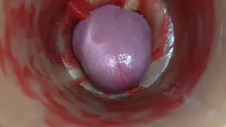 POV Close-Up Captures a Massive Internal Load and Swallow