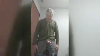Mature Daddy Strokes a Massive Load in Locker Room