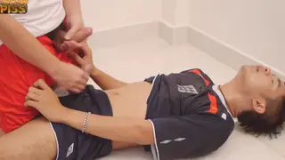 Asian Men Explore Pissing Play During Training