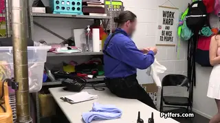 Uniformed Officer Takes Busty Brunette on Office Desk