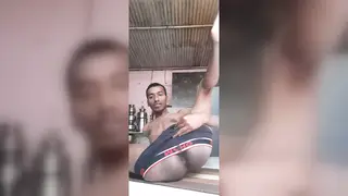 Hairy Asian Twink Shows Off While Taking BBC