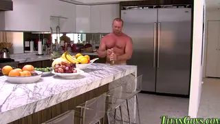 Muscular Bear Takes a Thick Cock Deep in His Mouth