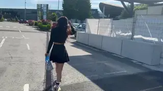 European Brunette Plugs Her Ass in a Public Fitting Room