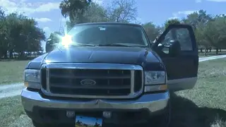 Muscular Hunk Bound to Truck in Public