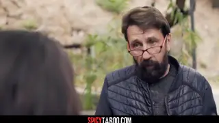 Brunette Tourist Takes Deep Throat and Doggystyle from Host
