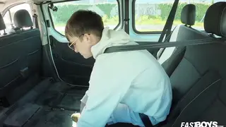 European Twink Auditions in Taxi for First Bareback Ride