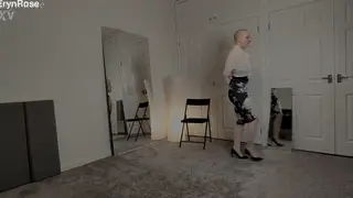 Petite Pierced Lesbian Teases Secretary in Stockings