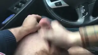 Mature Daddy Strokes His Load in Parked Car Outdoors