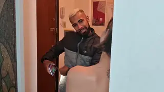 Petite Latina Hooks Up With a Handyman in the Bathroom