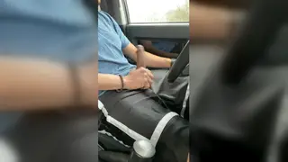 Muscular Stranger Strokes BBC to Cumshot in Parked Car