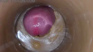 Solo Toy Play Ends in Squirting Creampie Close-Up