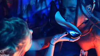 Busty Lesbians Trade Foot Domination and Oral
