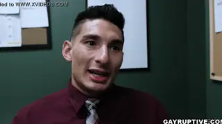 Hairy Bear and Hunk Trade Oral Before Bareback Office Sex