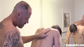 Stepdad Guides Stepson Through Shave Before Taking Him in Bathroom