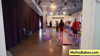 Busty Blonde Teen Sucks Cock During Outdoor Yoga Class