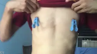 Inked Asian Guy Teases Nipples on Live Cam