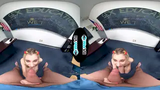Petite Blonde Student Sucks Cock in VR POV
