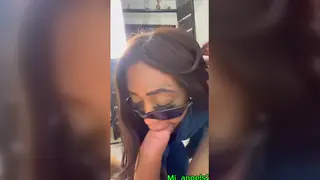 Curvy Latina Rides a Massive Black Cock in a Moving Car