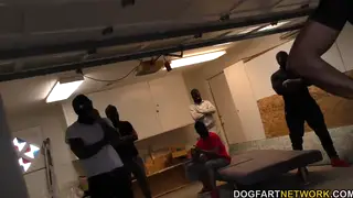 Petite Blonde Handles Multiple Partners in Interracial Gangbang