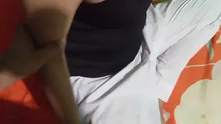 Indian Teen in Lingerie Rides While Partner Watches Closely