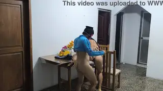 Curvy Latina Waitress Rides Arab Guest Outdoors