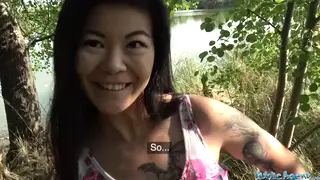 Tattooed Asian Woman Enjoys Outdoor POV Encounter